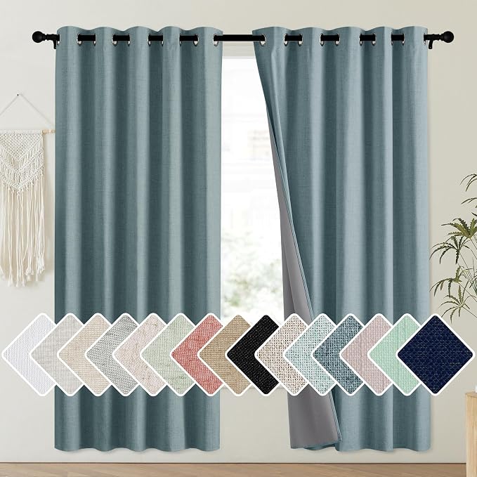 NICETOWN 100% Absolutely Blackout Linen Curtains by NICETOWN