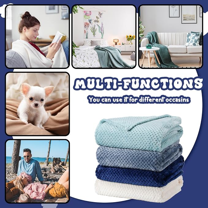 Newwiee 4 Pcs Flanne Fleece Throw Blanket - Image 6