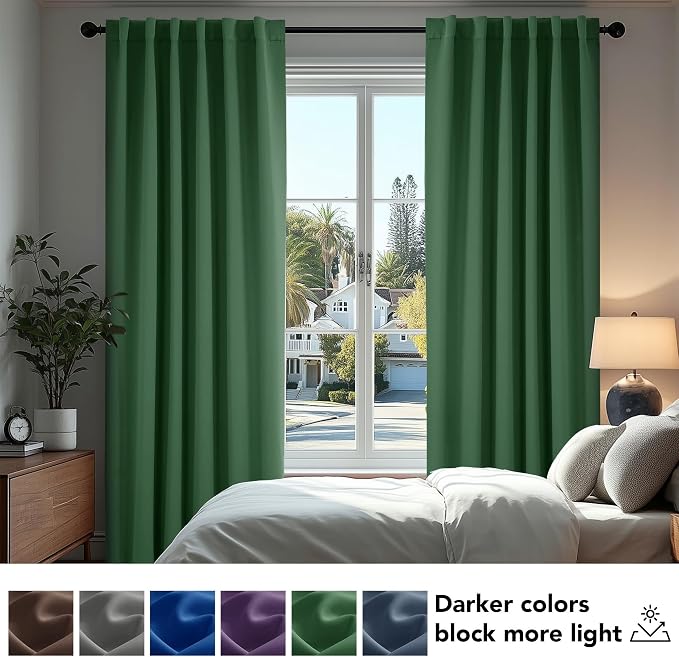 Deconovo Blackout Curtains, Thermal Insulated, W52 x L108 2 Panels, Back Tab - Image 4
