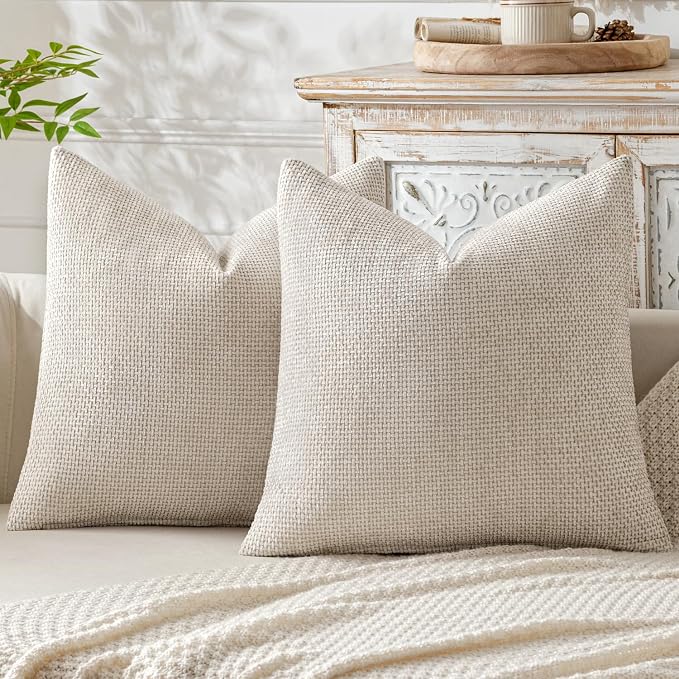 MIULEE Pack of 2 Couch Throw Pillow Covers 18x18 Inch Neutral Beige Modern Boho by MIULEE