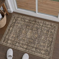 2x3 Washable Area Rug for Entryway Kitchen Vintage Brown Non Slip Low Pile Door by WondRg