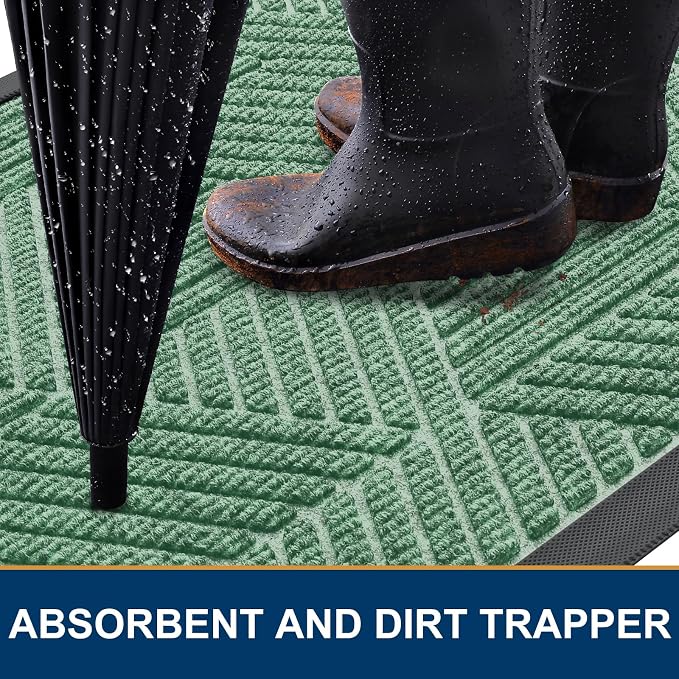 Smiry Front Door Mat Outside Entrance, Heavy Duty Sturdy Natural Rubber Doormat - Image 3