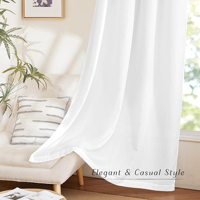 NICETOWN Linen White Curtains 96 inches Long - Image 7
