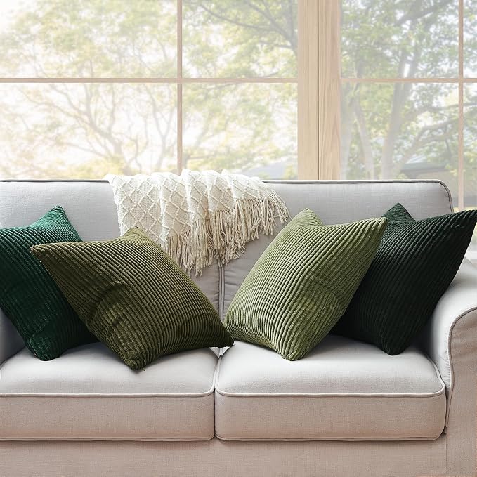 Topfinel Christmas Decorative Throw Pillow Covers Green Series, Winter Fluffy - Image 2