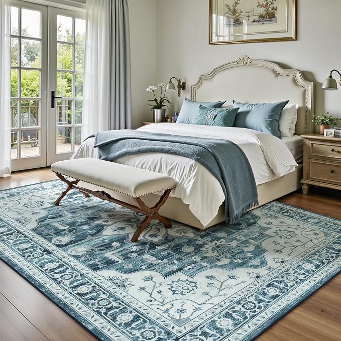 Lofus 8x10 Washable Area Rug, Vintage Floral Rugs - Image 3