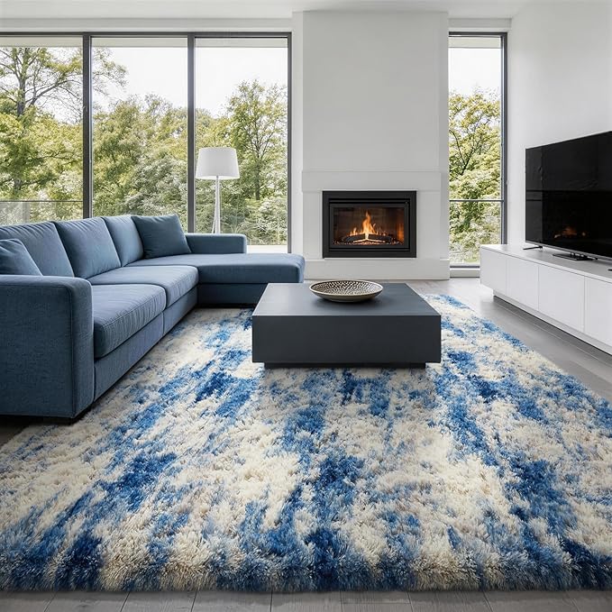 Ophanie Blue White and Grey Area Rugs - Image 5