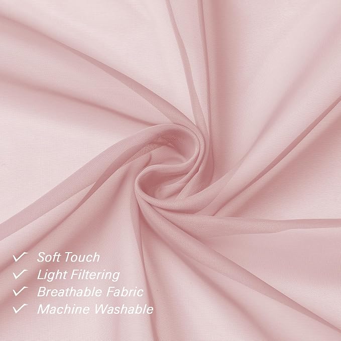 Lecloud Blush Pink Sheer Curtains 84 Inches Long 2 Panels Set, Light Filtering - Image 5