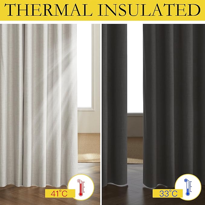 NICETOWN Snowbound Vintage Linen 100% Blackout Curtains - Image 3