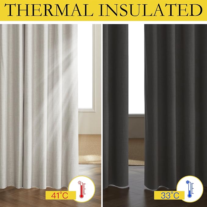 NICETOWN Snowbound Vintage Linen 100% Blackout Curtains - Image 3