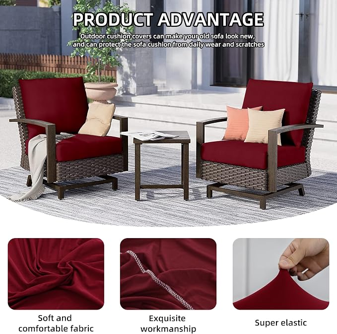 8Pcs Outdoor Cushion Covers, Patio Cushion Covers, Stretch Elastic Slipcovers - Image 3