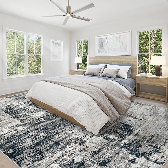 9x12 Area Rug for Living Room, Washable Modern Abstract Large Area Rug Neutral - Image 5