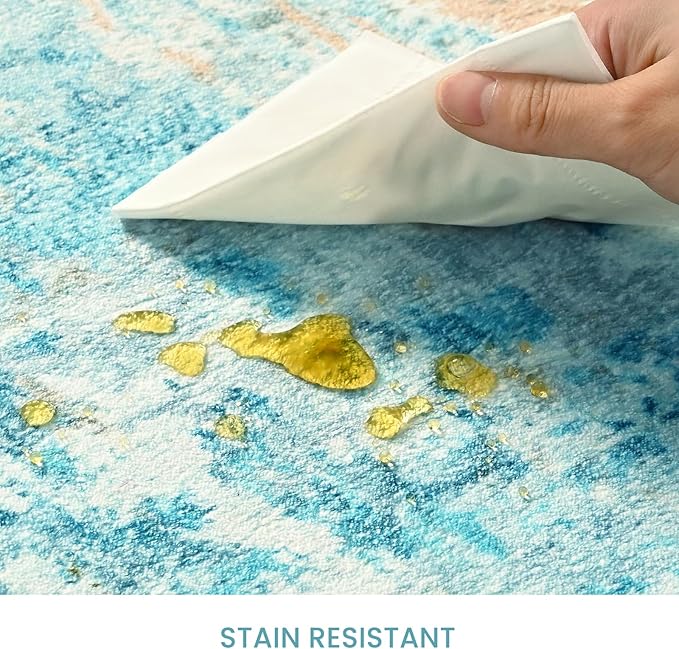 2x6 Teal Blue Rug Runners for Hallways Kitchen Runner Rug Non Slip Washable - Image 7