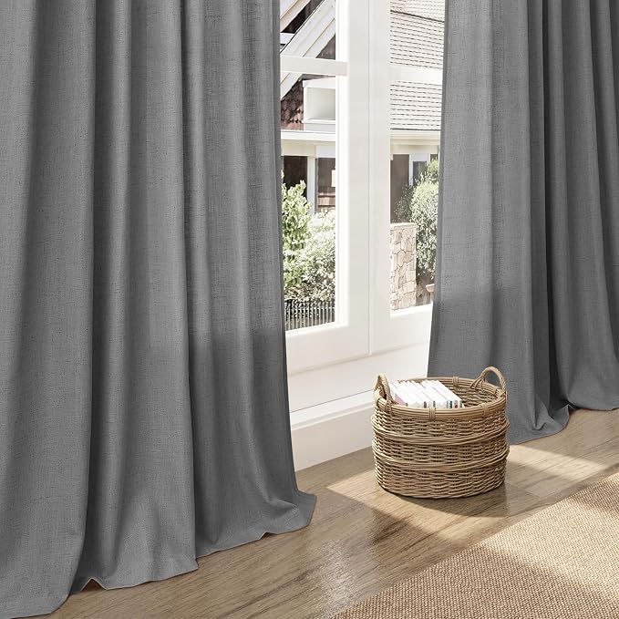 Dark Grey Linen Curtains 96 Inches Long - Image 6