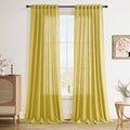 Nanspring Celery Yellow Linen Curtains 90 Inches Long 2 Panel Set Back Tab Rod by Nanspring