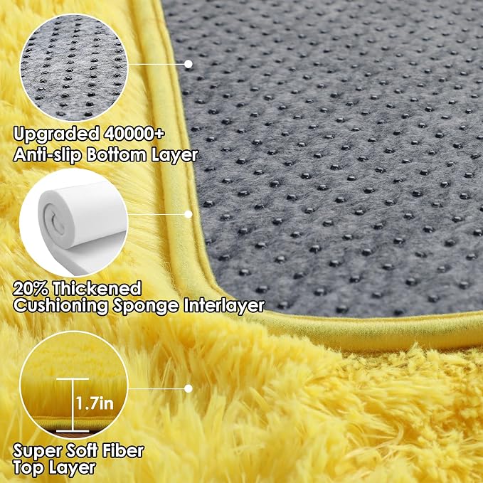 ONASAR Yellow Area Rugs for Bedroom Living Room, Fluffy 4x6 Indoor Bedside - Image 3