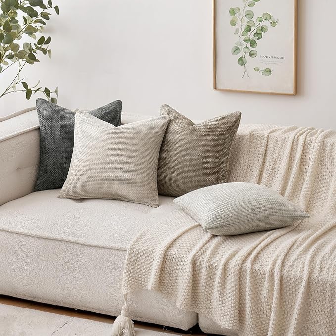 MIULEE Pack of 2 Couch Throw Pillow Covers 20x20 Inch Grey-White Modern Boho - Image 3