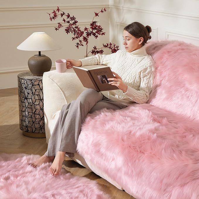 Ashler faux fur rug, Fluffy Shaggy Area Rug Ultra Soft 2 x 6 Feet Sheepskin Fur - Image 3