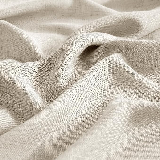 MIULEE Cream Linen Curtains 45 Inch Length 2 Panels - Image 4