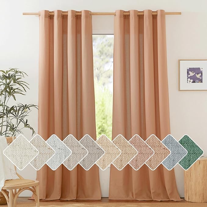 NICETOWN Flax Linen Curtains 108 inches Long by NICETOWN