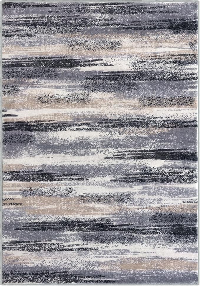 Lansny Modern Abstract 8x10 Large Machine Washable Living Room Rug Non-Slip - Image 9