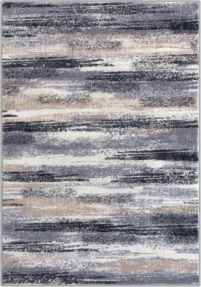 Lansny Modern Abstract 6x9 Machine Washable Living Room Rug Non-Slip Soft - Image 9