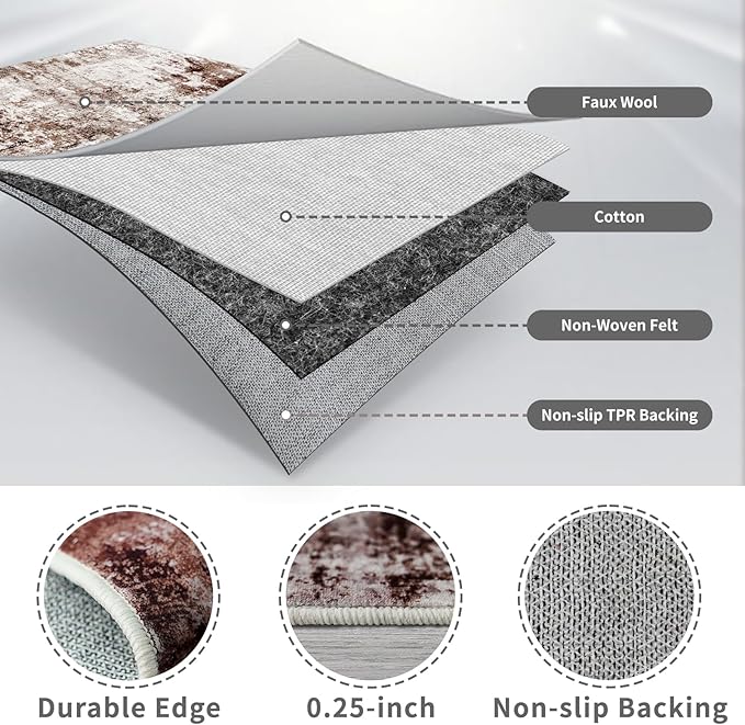 3x10 Washable Runner Rugs for Hallway: Easy-to-Clean Abstract Runners for - Image 7