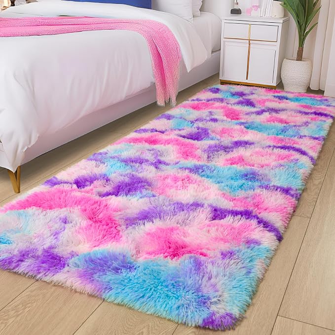 Tepook Soft Rainbow Rug for Girls Room, Cute Fluffy Girls Bedroom Rugs by Tepook