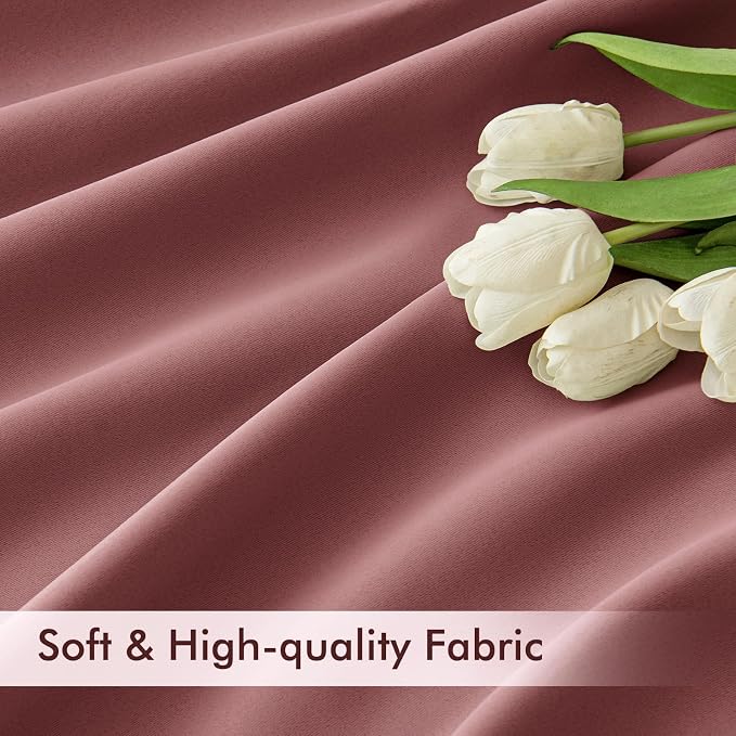 MIULEE Dusty Rose Back Tab Blackout Curtains 90 Inches Long 2 Panels Set - Image 6