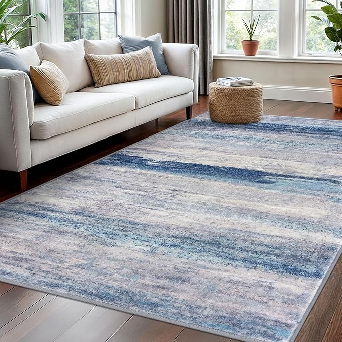 KOZYFLY Washable Area Rug 5x7 Modern Ombre Thin Rugs by KOZYFLY