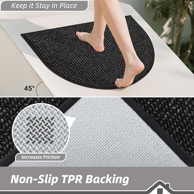 BEQHAUSE Dirt Trapper Door Mat 26" x 40" Half Circle Non Slip Rugs, Absorbent - Image 4