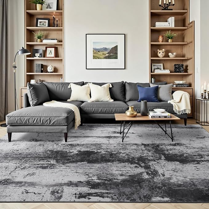 Toneed Abstract Area Rug 6x9 Modern Washable Rug Soft Non Slip Rug Low Pile - Image 2