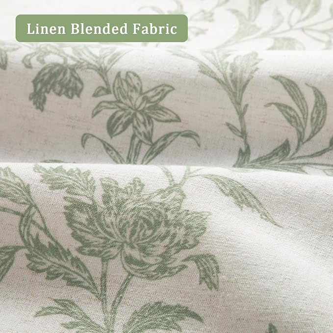 Floral Blackout Curtains Sage Green Printed Curtains Floral Blackout Curtains - Image 4