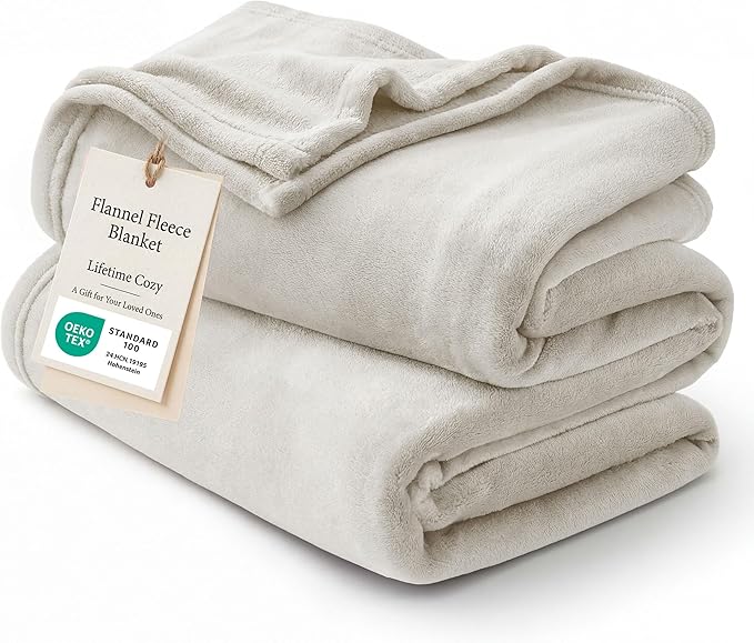 Bedsure GentleSoft Fleece Throw XL Blanket Linen by BEDSURE