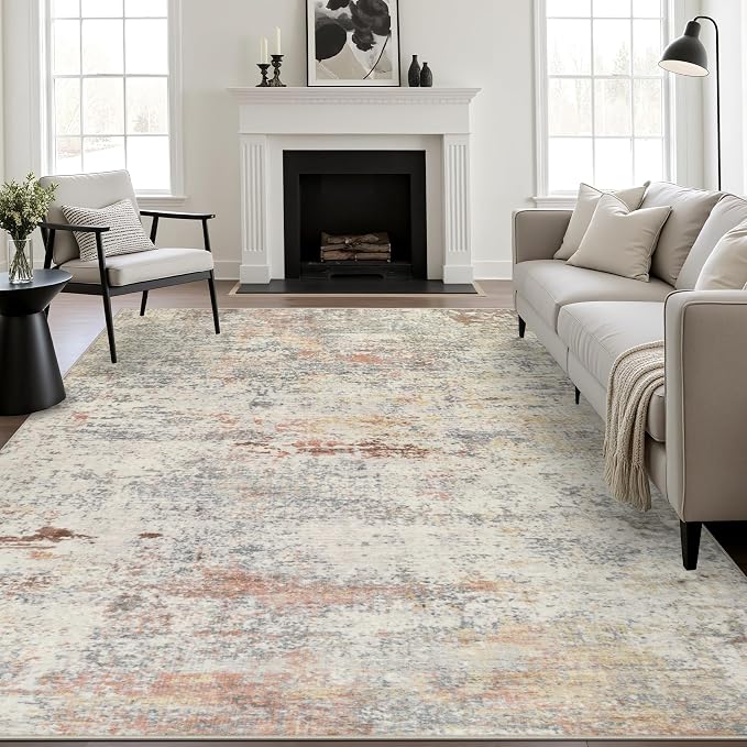 10x14 Area Rug Living Room: Modern Washable Indoor Soft Carpet Taupe | by FXRHLP