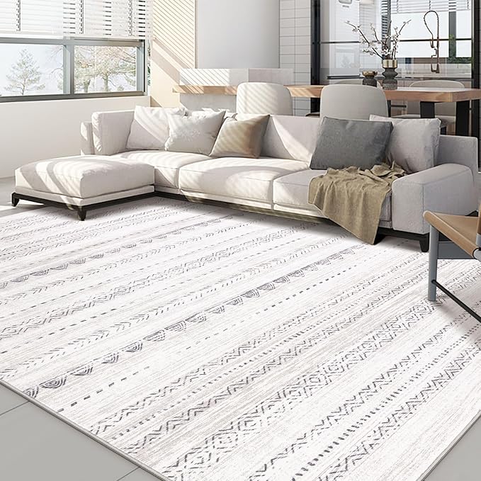 Nakagishi Area Rugs 9x12 Living Room: Washable Boho Large Neutral Modern Soft by NakagishiAreaRug