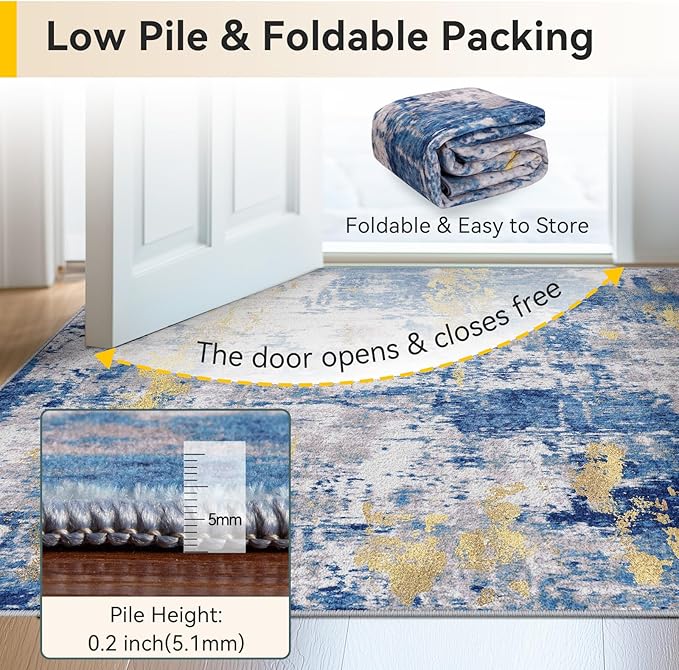 Washable Area Rugs 3x8 Non-Slip Modern Abstract Soft - Image 4