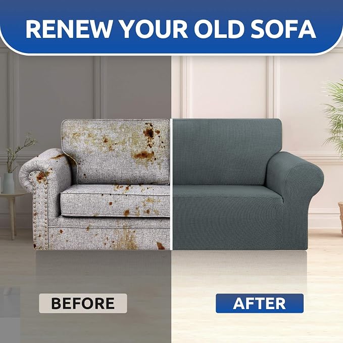 KEKUOU Stretch Loveseat Sofa Cover Slipcover, Couch Covers - Image 7