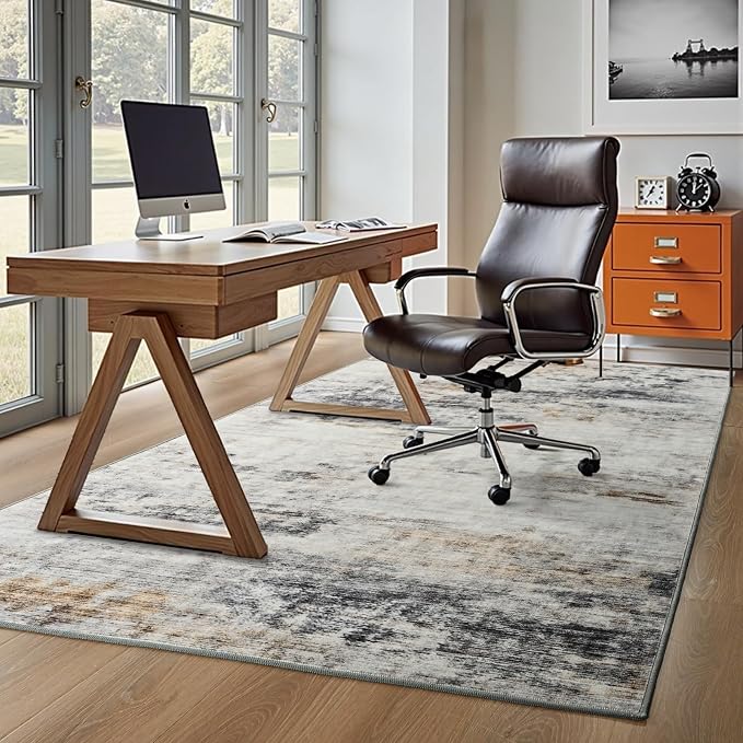 Toneed Abstract Area Rug 8x10 Modern Washable Rug Soft Non Slip Rug Low Pile - Image 5
