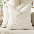 decorUhome Summer Cream White Chenille Throw Pillow Covers 16x16 Set of 2 by decorUhome
