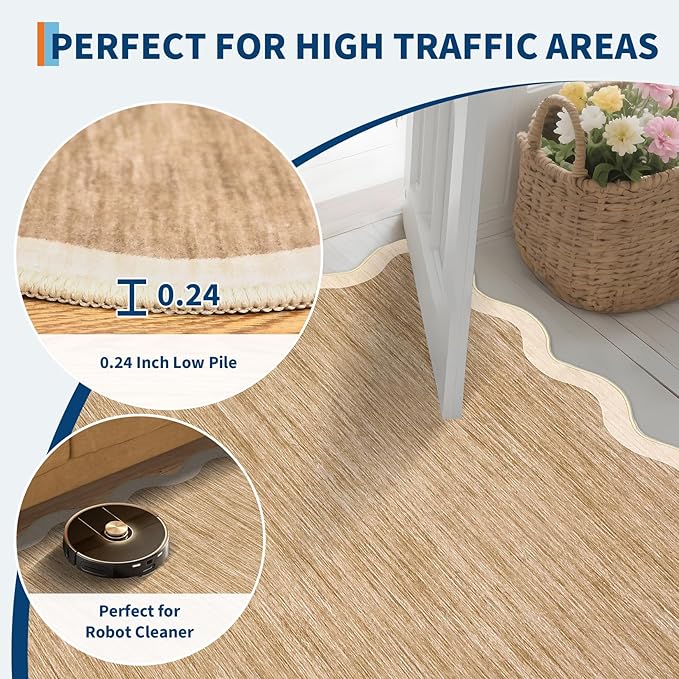 GarveeHome Scalloped Washable Rug 8x10 Rugs - Image 6