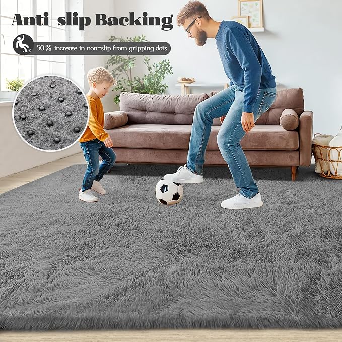 8x10 Area Rugs for Living Room: Fluffy Shag Soft Washable Rug Large Fuzzy Plush - Image 7