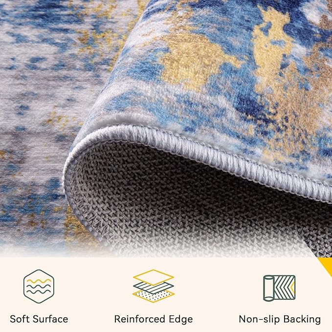 Washable Area Rugs 5'x7' Non-Slip Modern Abstract Soft - Image 5
