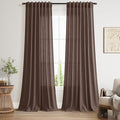 Cappuccino Linen Curtains 90 Inch Long 2 Panels Set by Nanspring