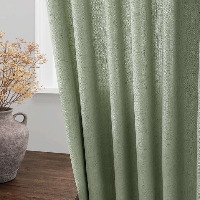 Nanspring Light Sage Linen Curtains 84 Inch Length 2 Panels Set - Image 4