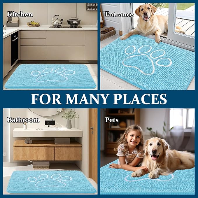 OLANLY Dog Door Mat for Muddy Paws 48x30, Paw Print Design, Absorbs Moisture - Image 8
