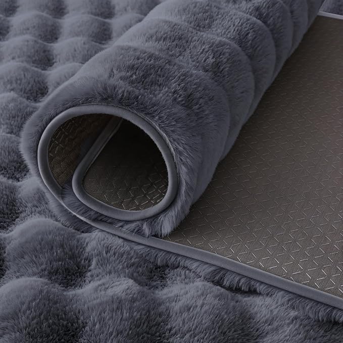 Gray Rabbit Plush Rug 6'x9', Fluffy Shaggy Area Rug - Image 7