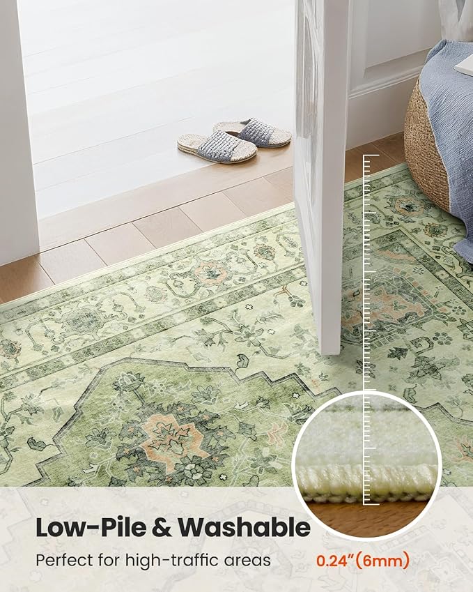 AMADA HOMEFURNISHING 8x10 Area Rug, Washable Low-Profile Large Area Rug - Image 5