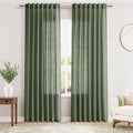 Olive Green Linen Curtains 84 Inches Long by Nanspring