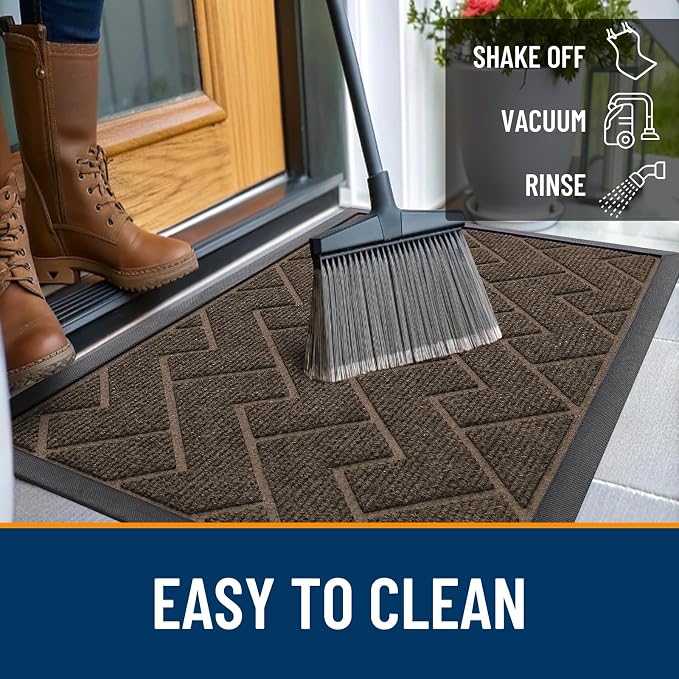 OLANLY Front Door Mat Outside 29.5x17, All-Season Absorbent Rubber Doormat | - Image 6