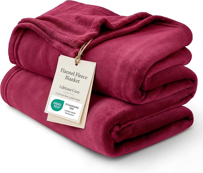 Bedsure GentleSoft Fleece Throw XL Blanket Red by BEDSURE